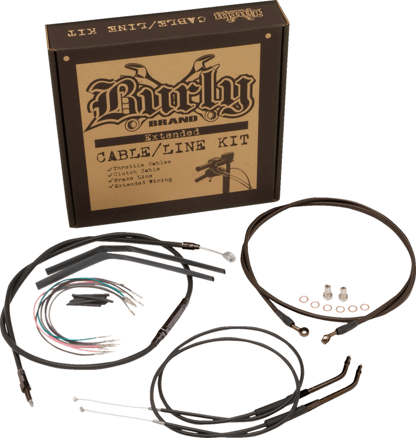 BURLY BRAND 0610-1919 Jail Bar Cable Kit - 10" Handlebars - Black Vinyl - '07-'11 FXD — image 2 of 2