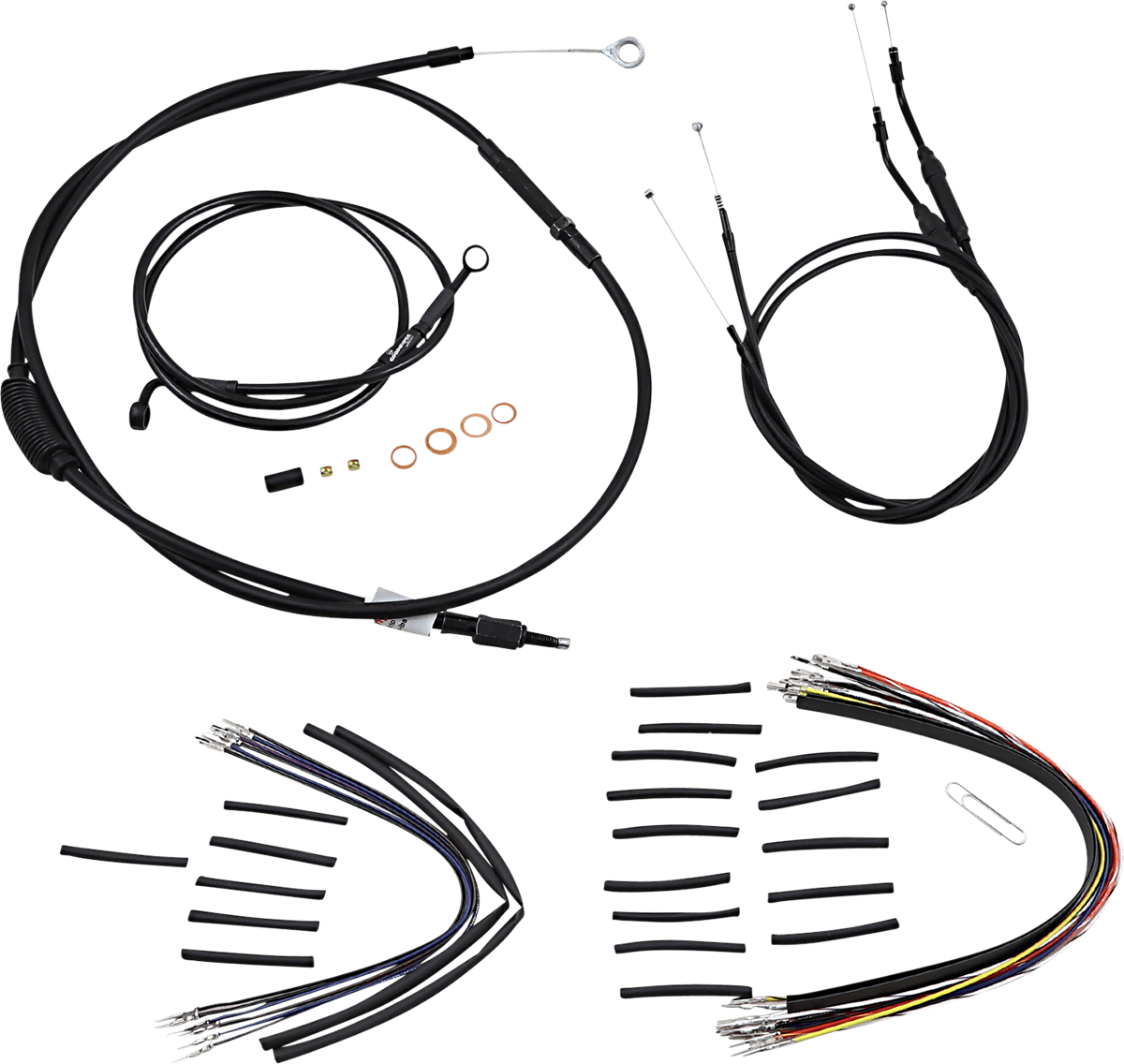 BURLY BRAND 0610-1919 Jail Bar Cable Kit - 10" Handlebars - Black Vinyl - '07-'11 FXD