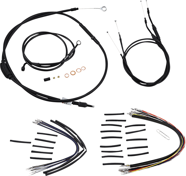 BURLY BRAND 0610-1919 Jail Bar Cable Kit - 10" Handlebars - Black Vinyl - '07-'11 FXD — image 1 of 2