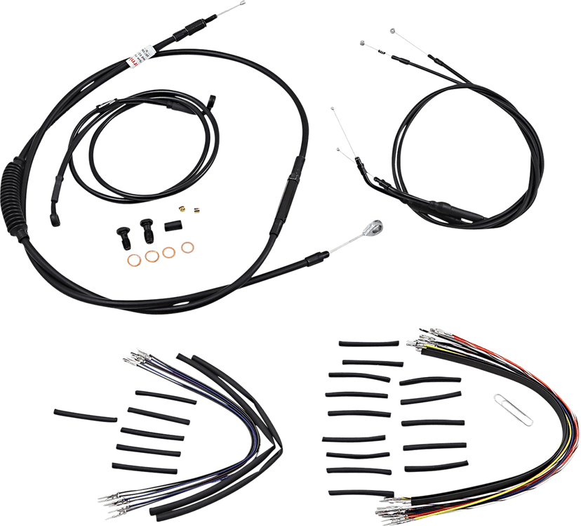 BURLY BRAND 0610-1921 Jail Bar Cable Kit - 14" Handlebars - Black Vinyl - '07-'11 FXD