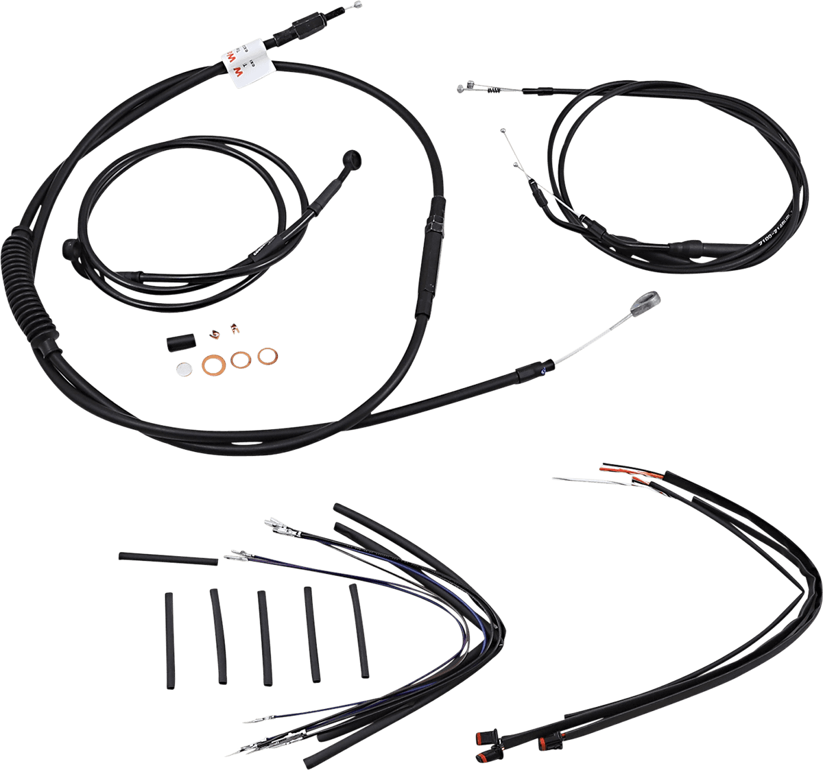 BURLY BRAND 0610-1922 Jail Bar Cable Kit - 12" Handlebars - Black Vinyl - '12-'17 Dyna