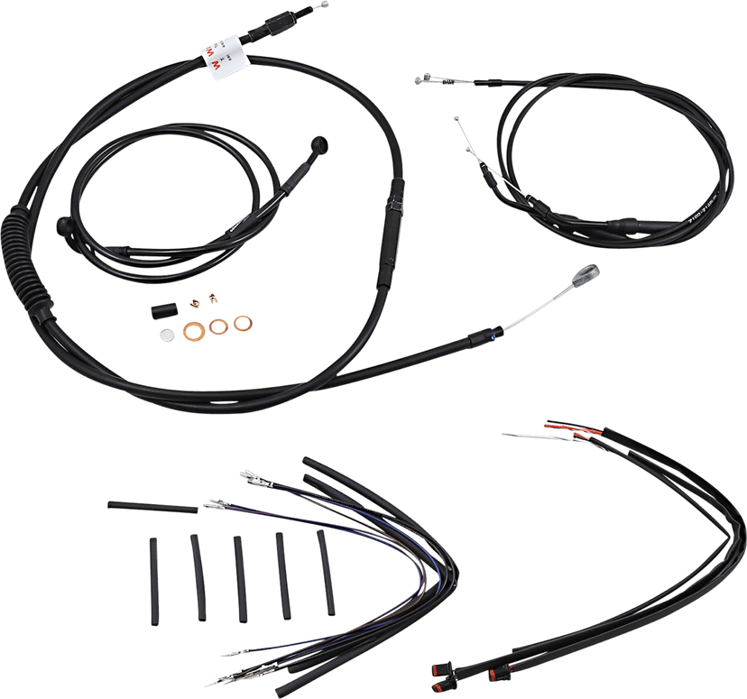 BURLY BRAND 0610-1922 Jail Bar Cable Kit - 12" Handlebars - Black Vinyl - '12-'17 Dyna