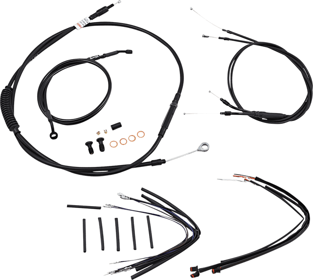 BURLY BRAND 0610-1923 Jail Bar Cable Kit - 14" Handlebars - Black Vinyl - '12-'17 Dyna