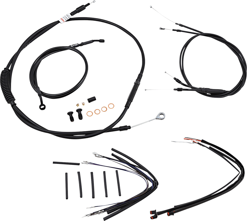 BURLY BRAND 0610-1923 Jail Bar Cable Kit - 14" Handlebars - Black Vinyl - '12-'17 Dyna