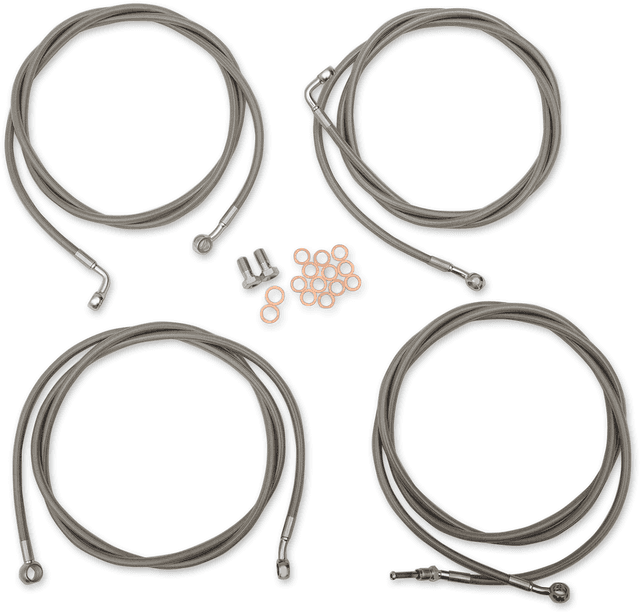 LA CHOPPERS 0610-1928 Standard Stainless Braided Handlebar Cable/Brake Line Kit - Mini Ape Hangers - '17-'20 Touring
