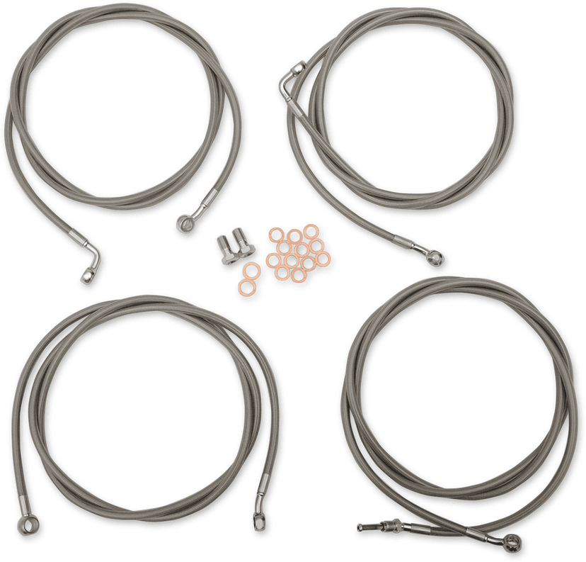 LA CHOPPERS 0610-1937 Standard Stainless Braided Handlebar Cable/Brake Line Kit - 18"-20" Ape Hangers - '17-'20 Touring