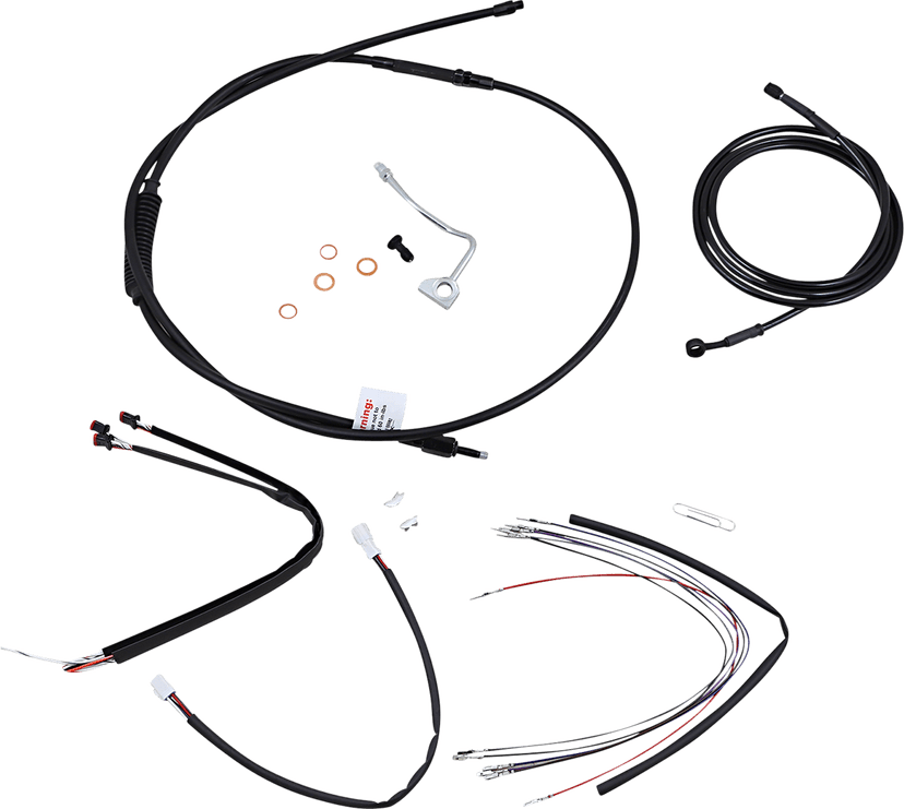 BURLY BRAND 0610-2082 Complete Black Vinyl Handlebar Cable/Line Kit for Ape Hangers - 18" - ABS - '14-'16 FLHR