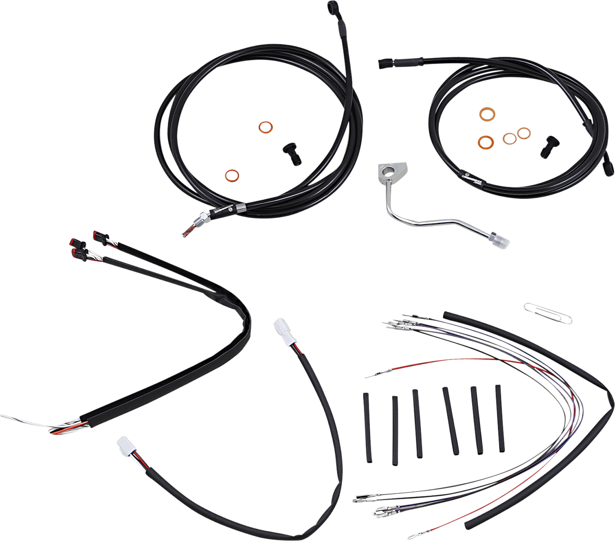 BURLY BRAND 0610-2085 Complete Black Vinyl Handlebar Cable/Line Kit for Ape Hangers - 18" - ABS - '15-'16 FLTR