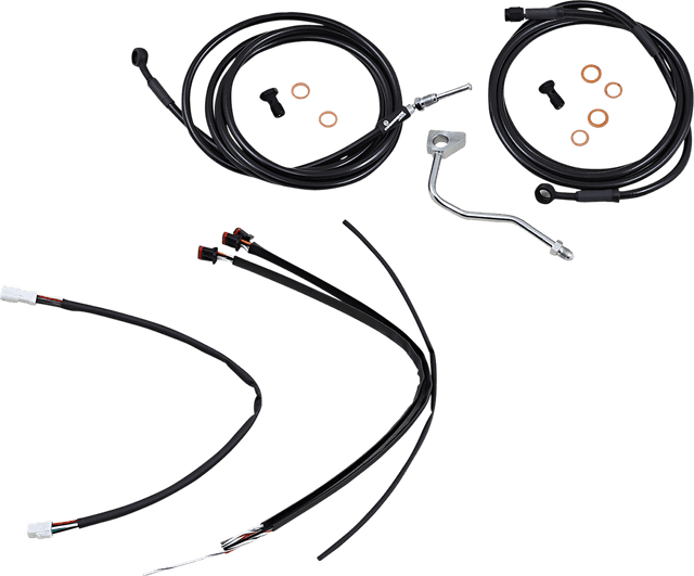 BURLY BRAND 0610-2089 Complete Black Vinyl Handlebar Cable/Line Kit for Ape Hangers - 14" - ABS - '17-'20 Touring
