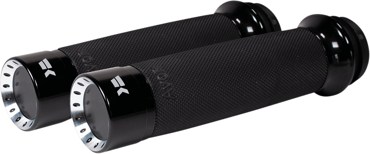 KHROME WERKS 0630-2725 Turbine Grips - Custom Contour - TBW - Black