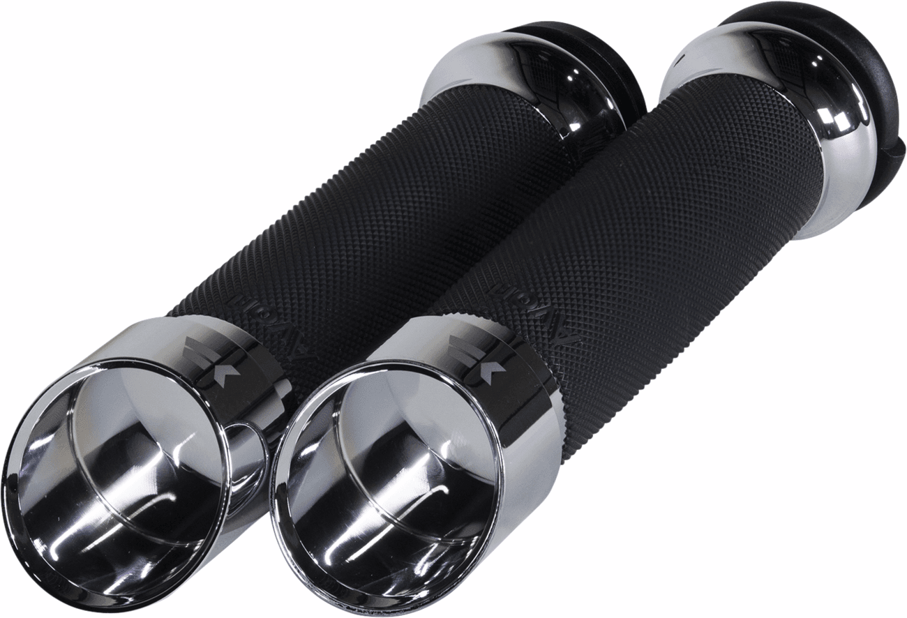 KHROME WERKS 0630-2837 Edge Grips - Custom Contour - TBW - Chrome