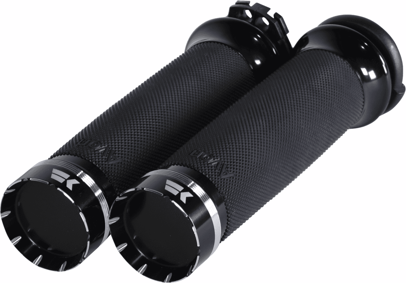 KHROME WERKS 0630-2839 Tracer Grips - Custom Contour - Cable - Black