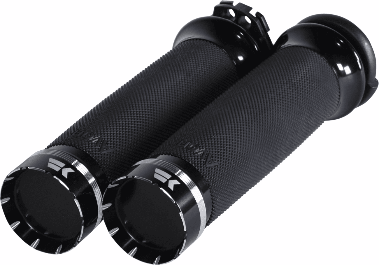 KHROME WERKS 0630-2839 Tracer Grips - Custom Contour - Cable - Black