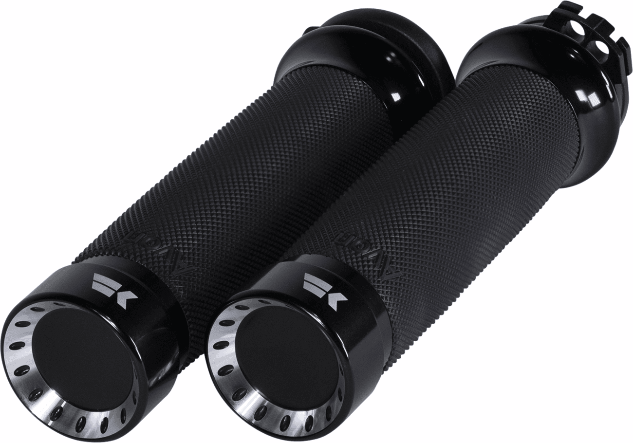 KHROME WERKS 0630-2841 Turbine Grips - Custom Contour - Cable - Black