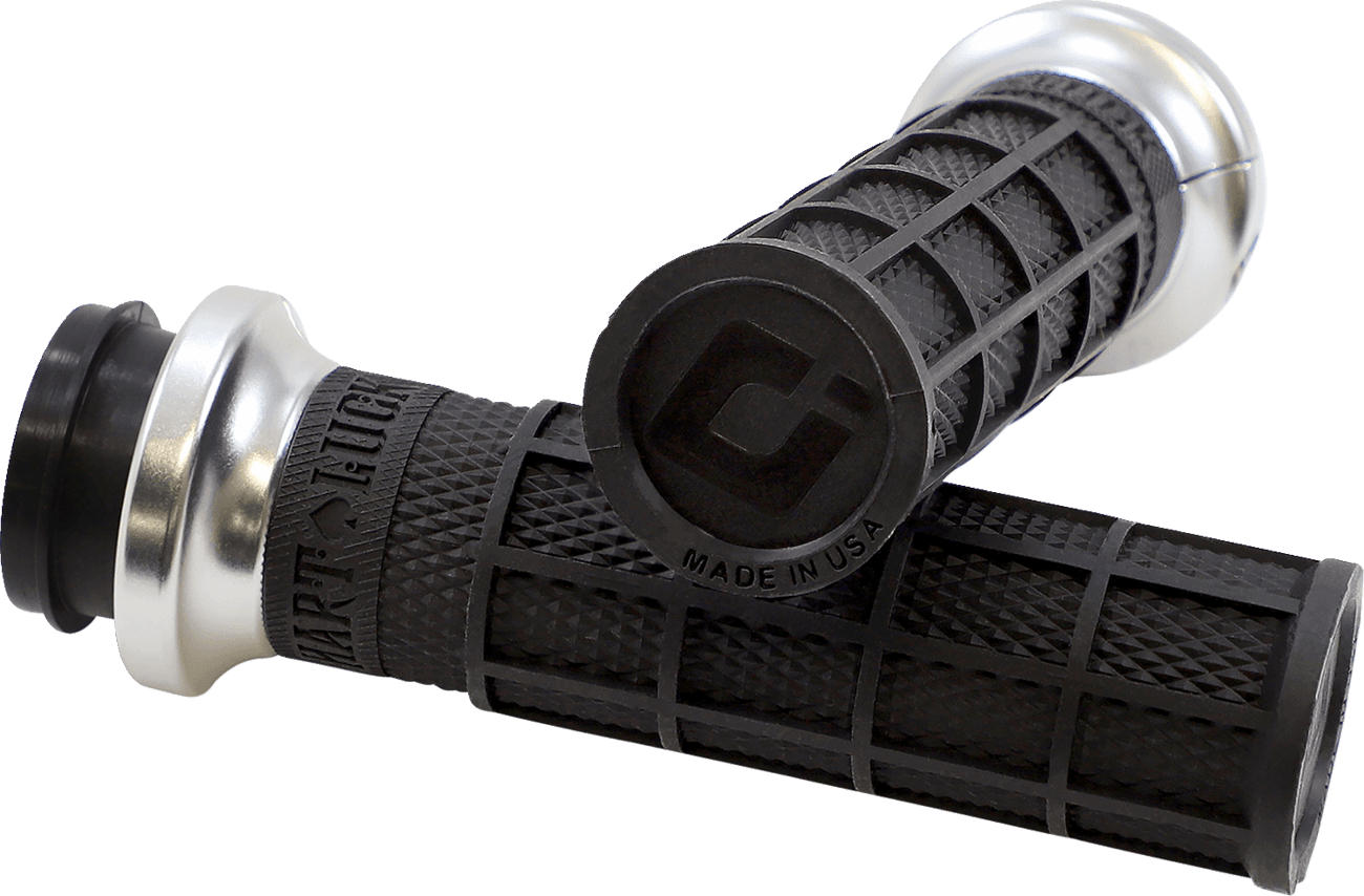 ODI 0630-2865 Hart-Luck Signature V-Twin Lock-On™ Grips - TBW - Black/Silver
