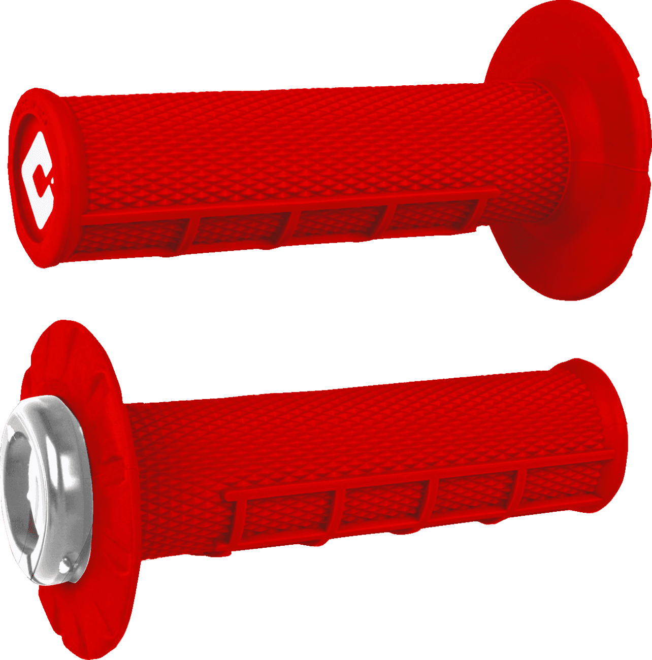 ODI 0630-3287 Half Waffle v2.1 Lock-On Grips - ATV/MX - Bright Red/Silver