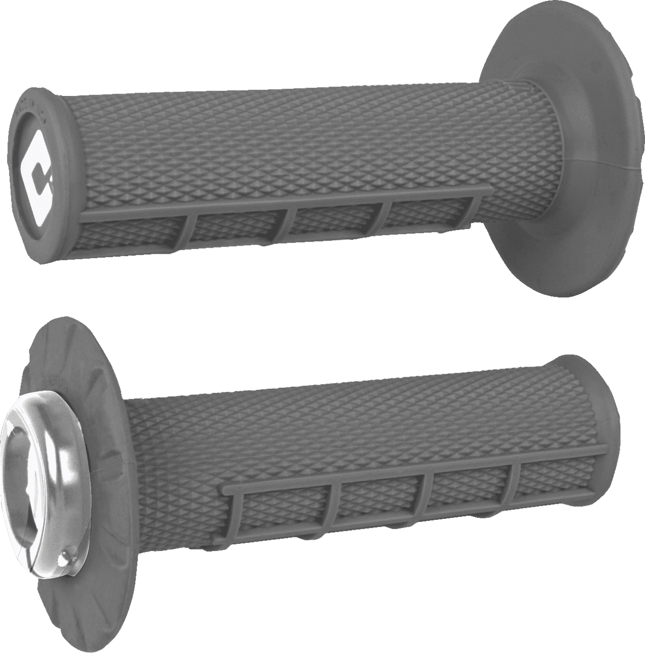 ODI 0630-3289 Half Waffle v2.1 Lock-On Grips - ATV/MX - Graphite/Silver