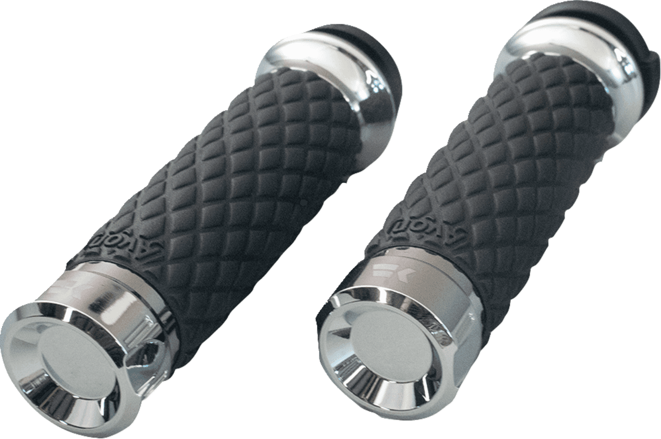 KHROME WERKS 0630-3306 Klassic Grips - Custom Contour - Diamond - Chrome