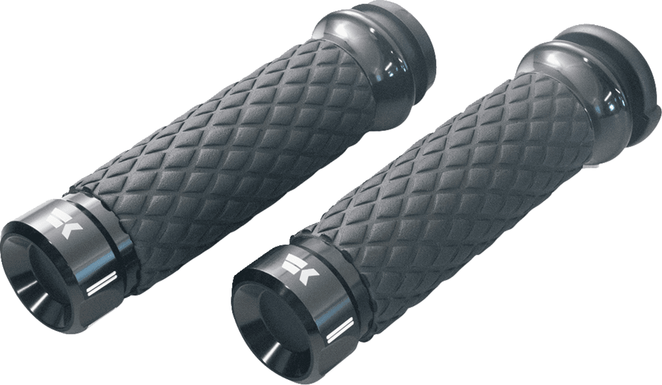 KHROME WERKS 0630-3307 Klassic Grips - Custom Contour - Diamond - Black
