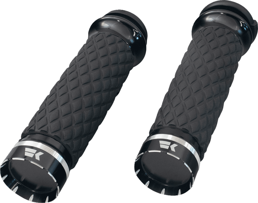 KHROME WERKS 0630-3310 Tracer Grips - Custom Contour - Diamond - Black