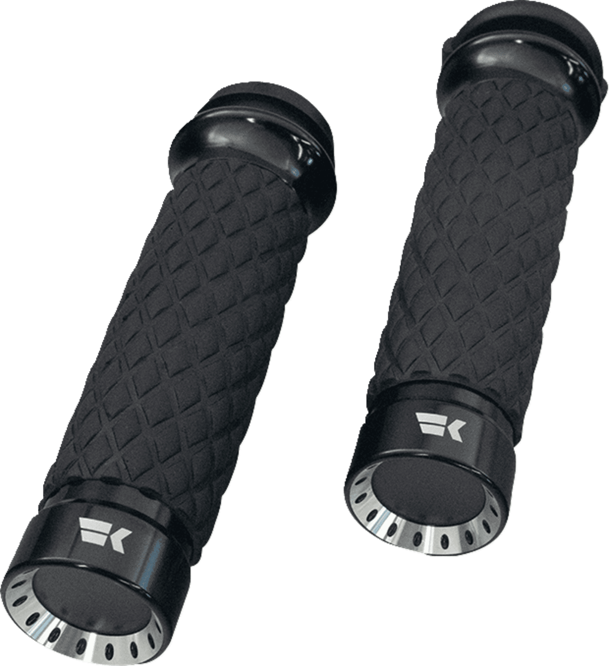 KHROME WERKS 0630-3311 Turbine Grips - Custom Contour - Diamond - Black