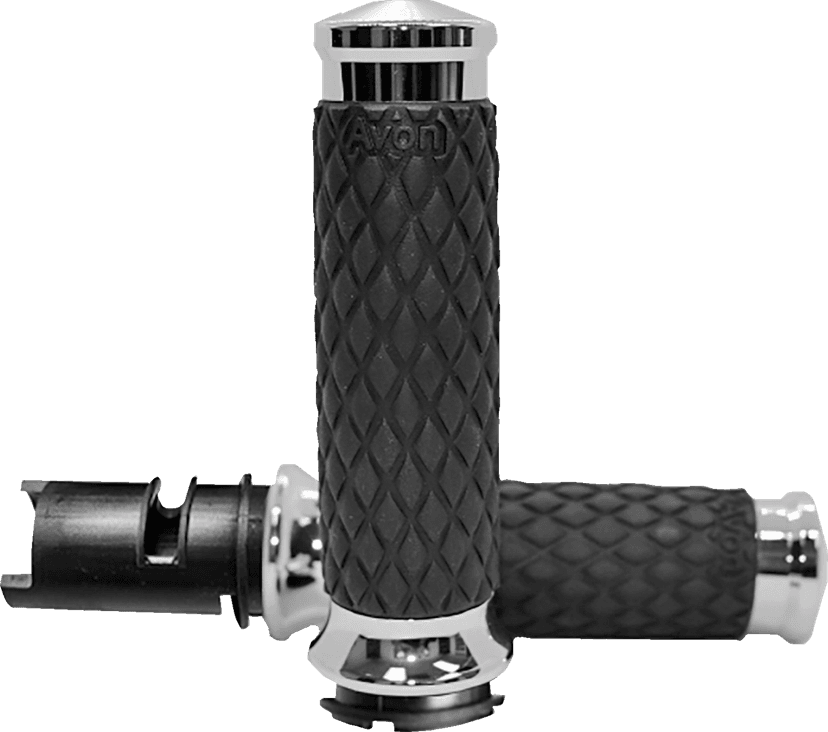 AVON GRIPS 0630-3333 Diamond Contour Grips - Chrome - TBW