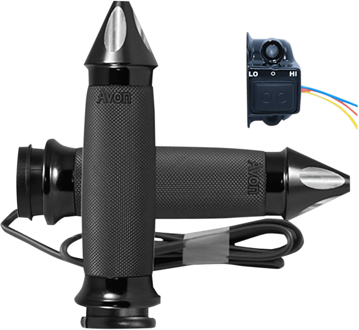 AVON GRIPS 0631-0202 Heated Grips - Custom Contour - Spike - TBW - Black
