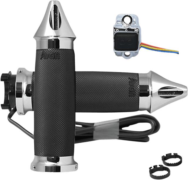 AVON GRIPS 0631-0209 Heated Grips - Custom Contour - Metric - Spike - Chrome