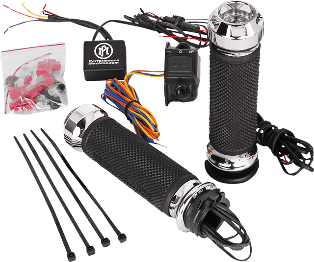 PERFORMANCE MACHINE (PM) 0631-0276 Apex Heated Grips - Cable - Chrome