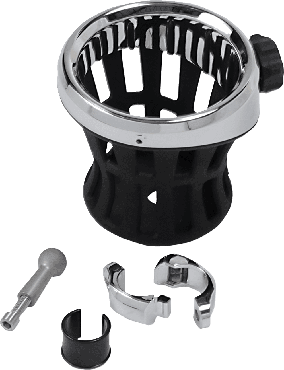 CIRO 0636-0021 Drink Holder - 7/8"-1" Handlebar Mount - Chrome/Chrome Clamp