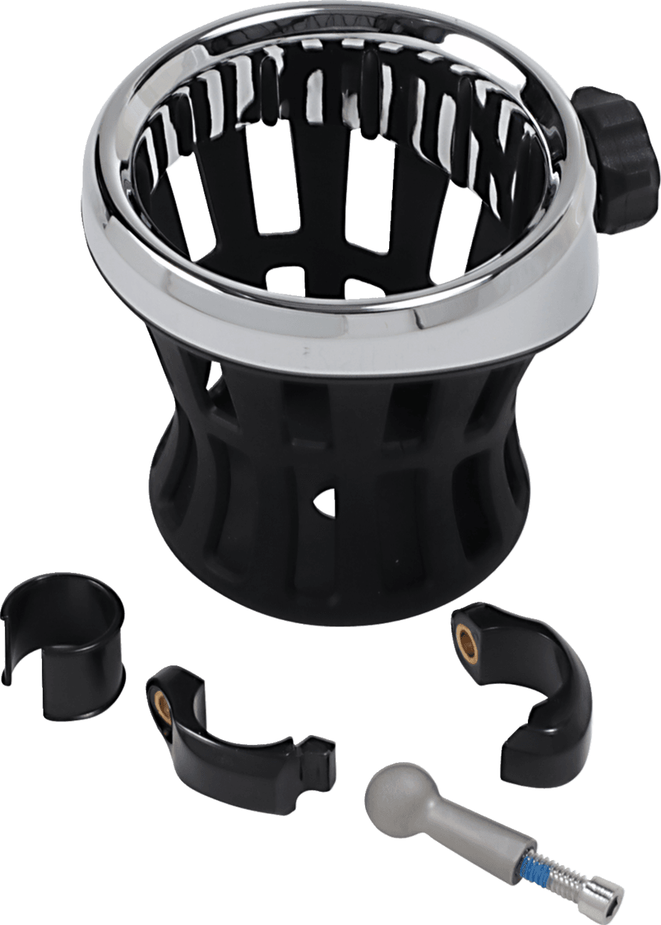 CIRO 0636-0022 Drink Holder - 7/8"-1" Handlebar Mount - Chrome/Black Clamp