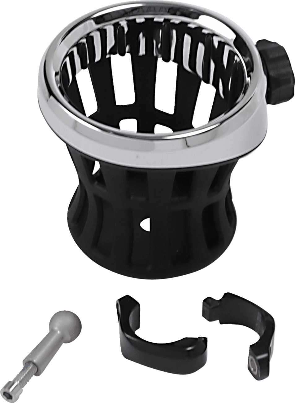 CIRO 0636-0024 Drink Holder - 1-1/4" Handlebar Mount - Chrome/Black Clamp