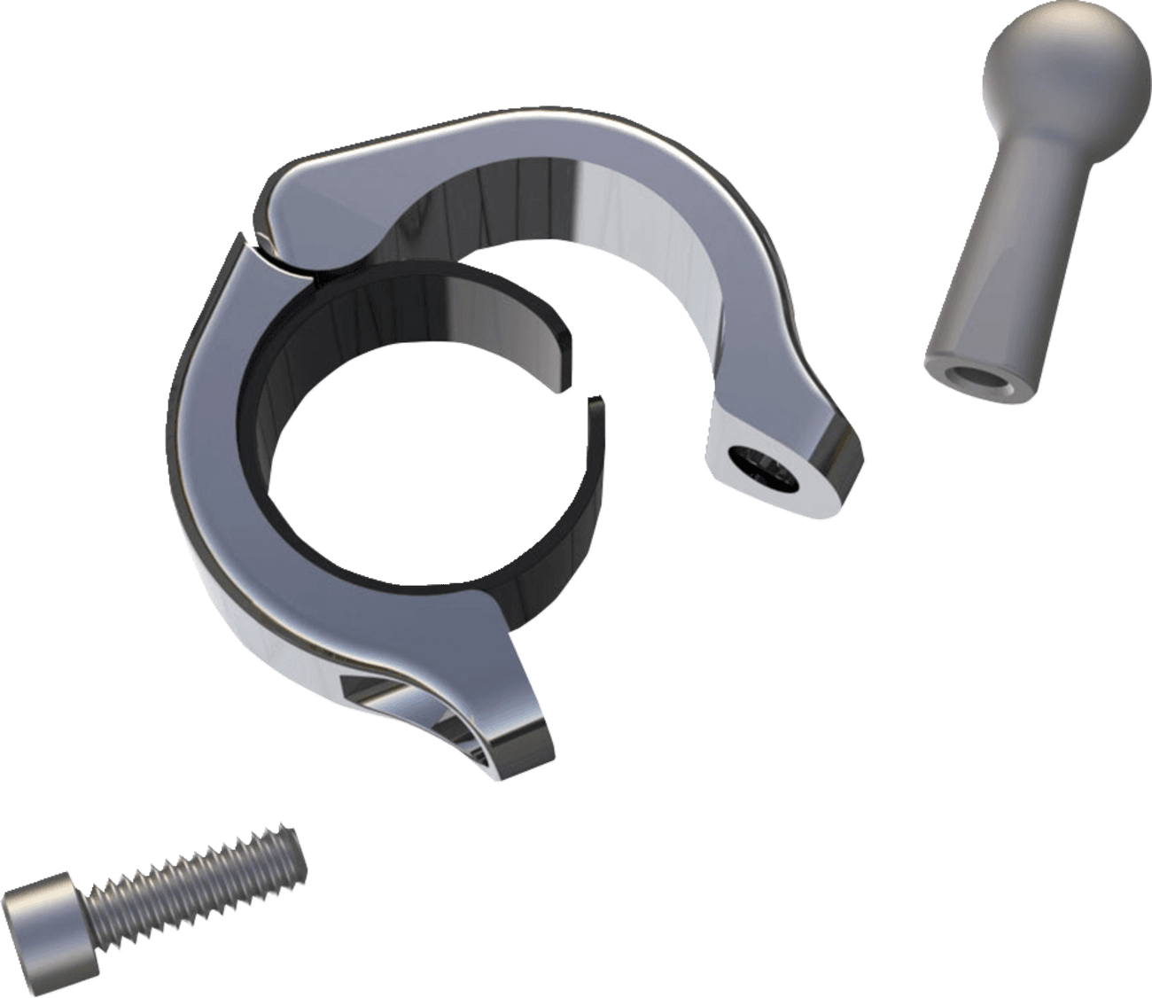 CIRO 0636-0190 Aluminum Clamp Kit - Ball Mount - 1-1/8" - 1-1/4" Handlebars - Chrome