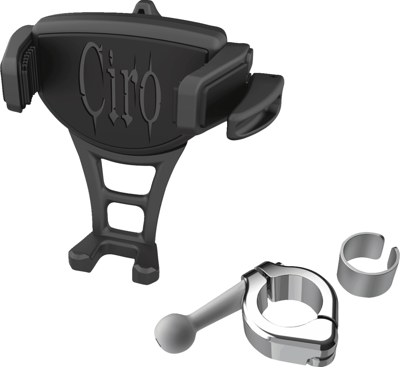 CIRO 0636-0572 Constrictor Phone Holder - Black - Chrome 7/8" | 1" Handlebar Mount
