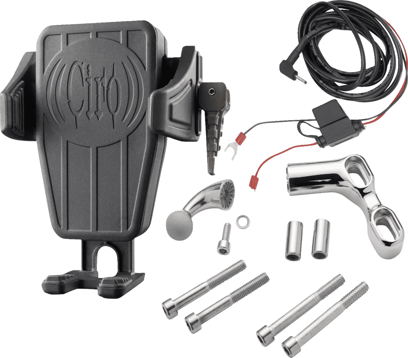CIRO 0636-0579 Gen 2 Cybercharger® Phone Holder - Black - Chrome Offset Perch Mount