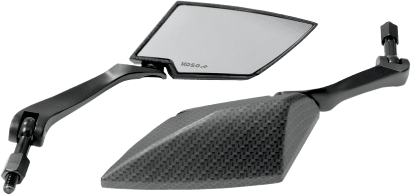 KOSO NORTH AMERICA 0640-0634 Mirrors - TT-Style - Side View - Diamond - Carbon Fiber/Black - Clear Lens - Pair