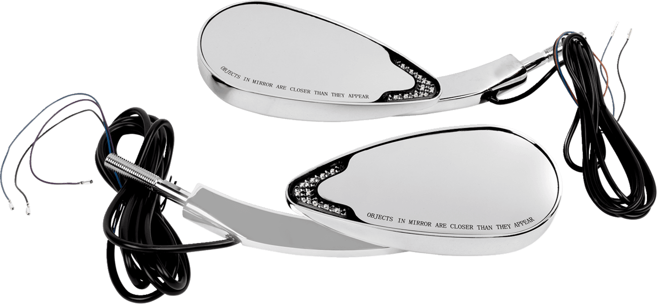 CUSTOM DYNAMICS 0640-1760 Mirrors - Side View - with LED Turn Signal - Chrome - Pair