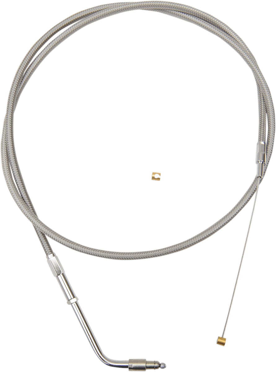 LA CHOPPERS 0650-1407 Stainless Braided Handlebar Throttle Cable - 18"-20" - '96-'15 Softail