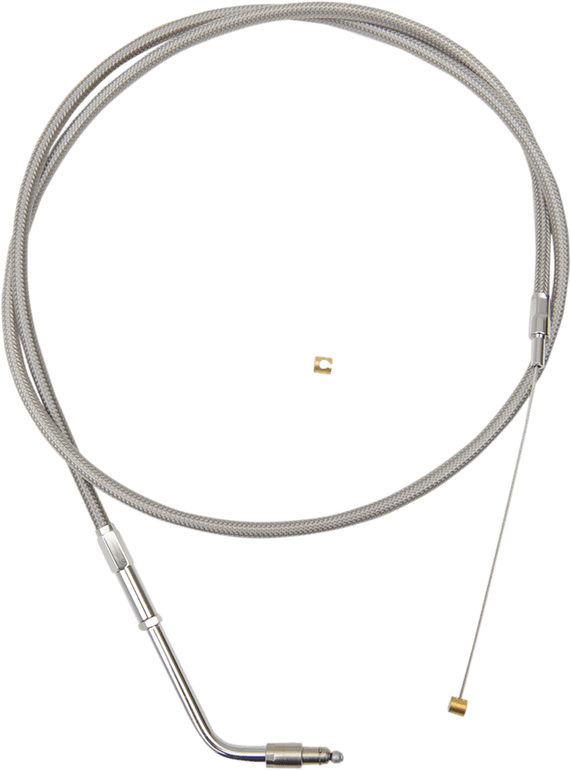 LA CHOPPERS 0650-1435 Stainless Braided Handlebar Throttle Cable - 15"-17" - FLD/FXDWG