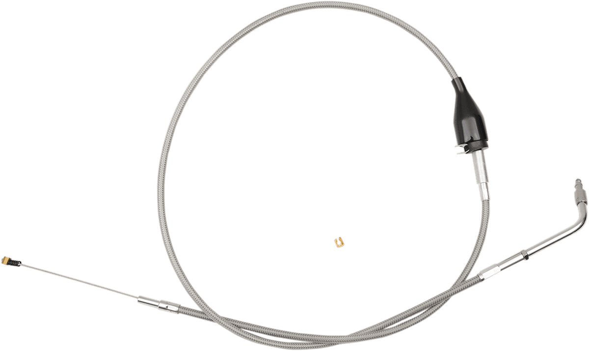 LA CHOPPERS 0651-0735 Stainless Braided Handlebar Idle Cable - 18"-20" - Dyna/Softail