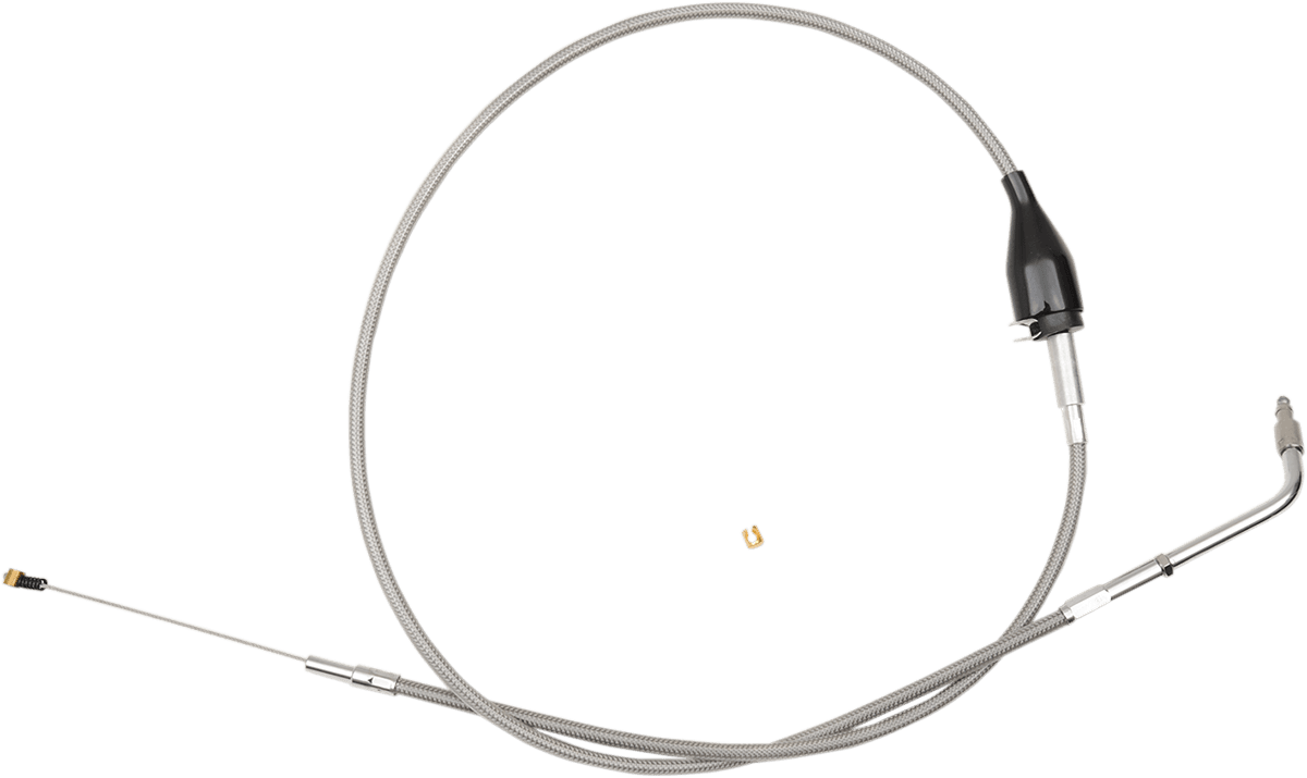 LA CHOPPERS 0651-0755 Stainless Braided Handlebar Idle Cable - 12"-14" - FXDB/C