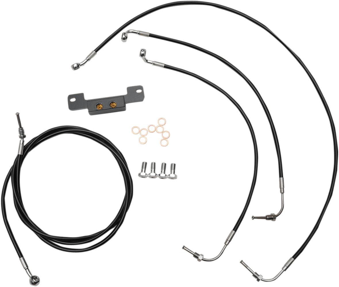 LA CHOPPERS 0662-0196 Handlebar Cable/Brake Line Kit - Mini Ape Hanger Handlebars - Black Vinyl
