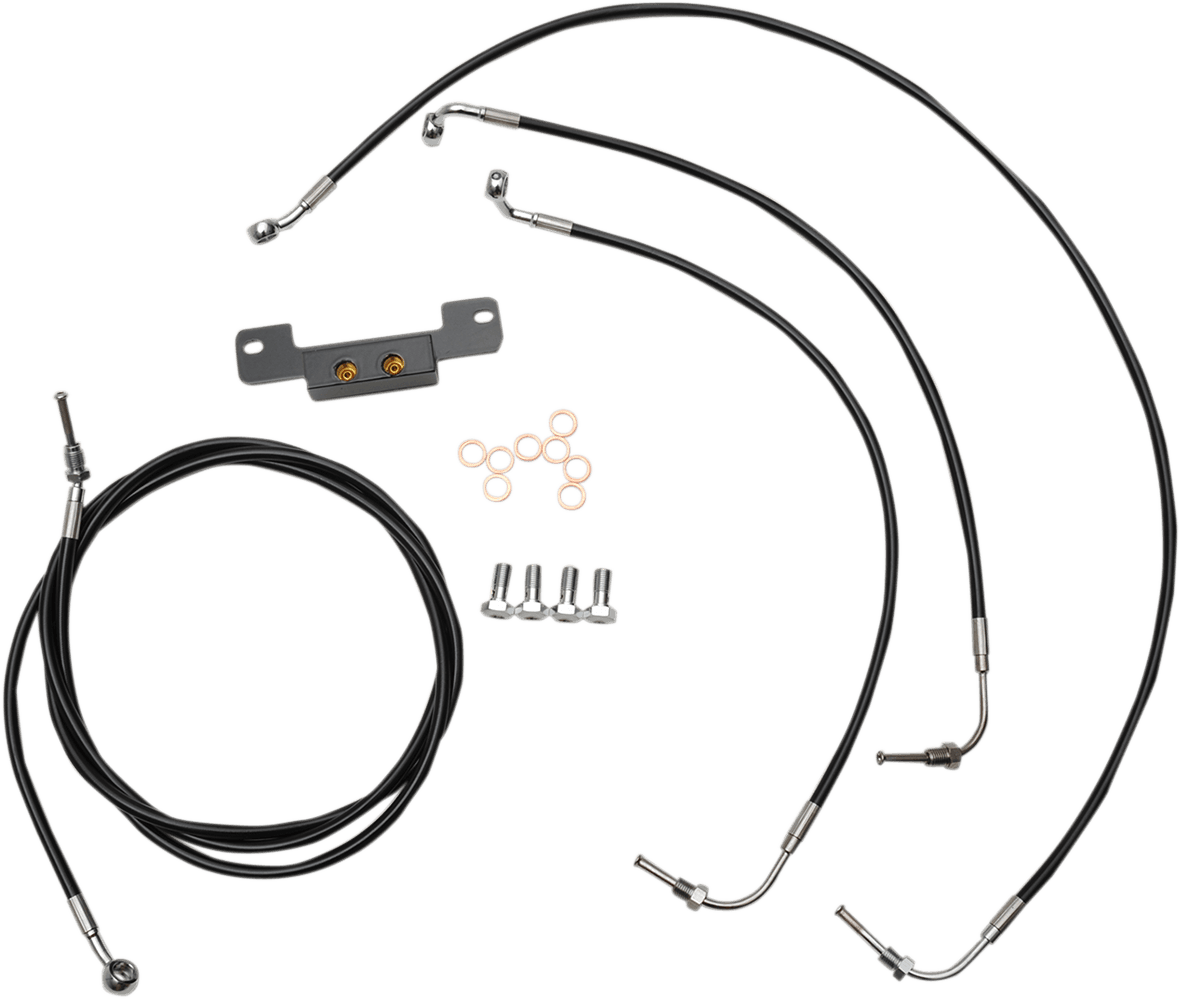 LA CHOPPERS 0662-0196 Handlebar Cable/Brake Line Kit - Mini Ape Hanger Handlebars - Black Vinyl