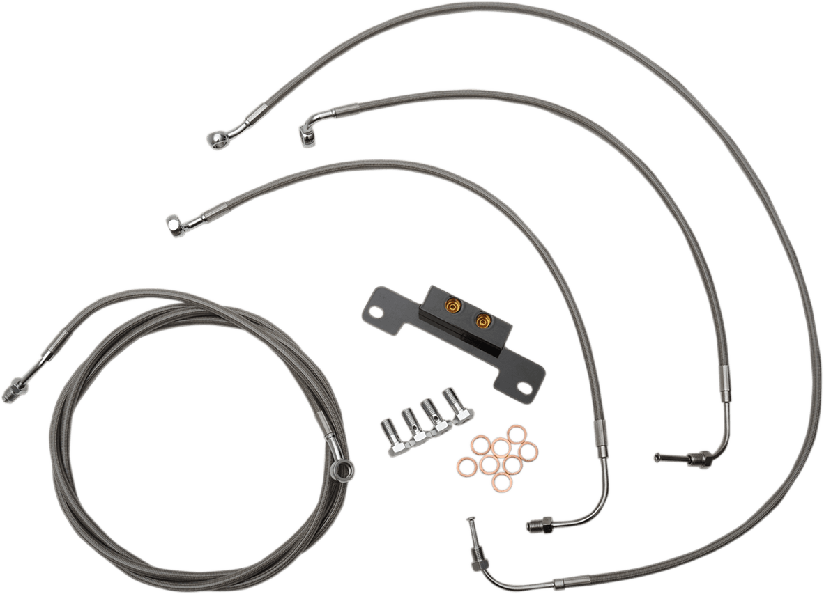 LA CHOPPERS 0662-0198 Standard Stainless Braided Handlebar Cable/Brake Line Kit - 12"-14" Ape Hangers - '17-'19 Touring