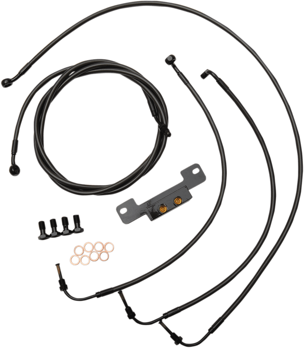 LA CHOPPERS 0662-0200 Standard Midnight Braided Handlebar Cable/Brake Line Kit - 12"-14" Ape Hangers - '17-'19 Touring