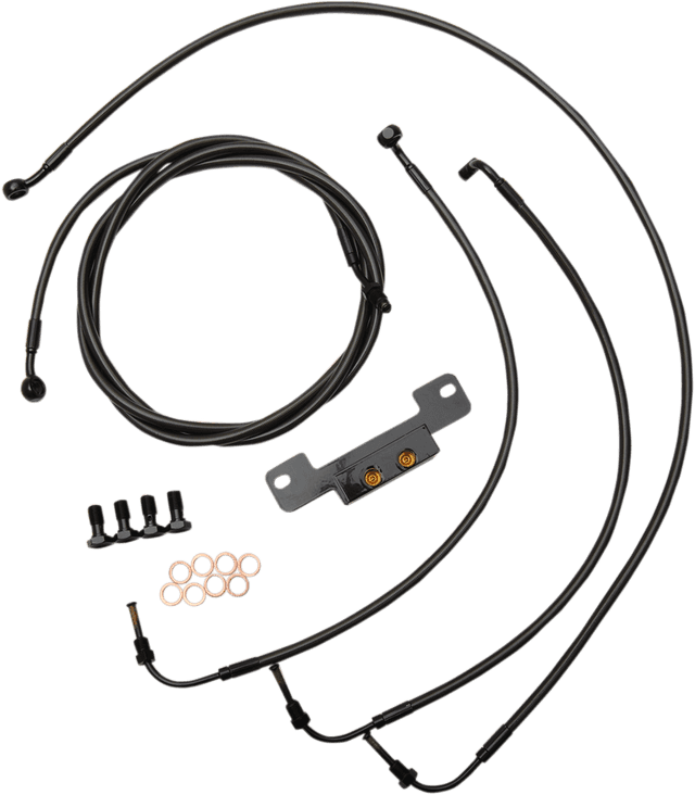 LA CHOPPERS 0662-0200 Standard Midnight Braided Handlebar Cable/Brake Line Kit - 12"-14" Ape Hangers - '17-'19 Touring