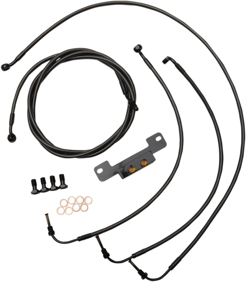 LA CHOPPERS 0662-0200 Standard Midnight Braided Handlebar Cable/Brake Line Kit - 12"-14" Ape Hangers - '17-'19 Touring