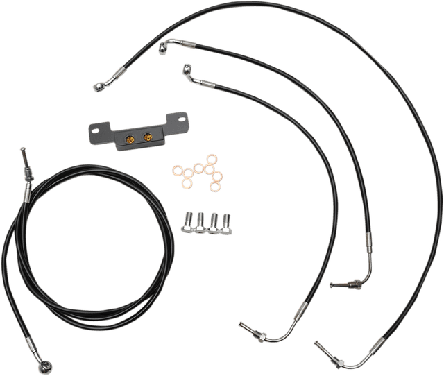 LA CHOPPERS 0662-0202 Standard Black Vinyl Handlebar Cable/Brake Line Kit - 15"-17" Ape Hangers - '17-'19 Touring