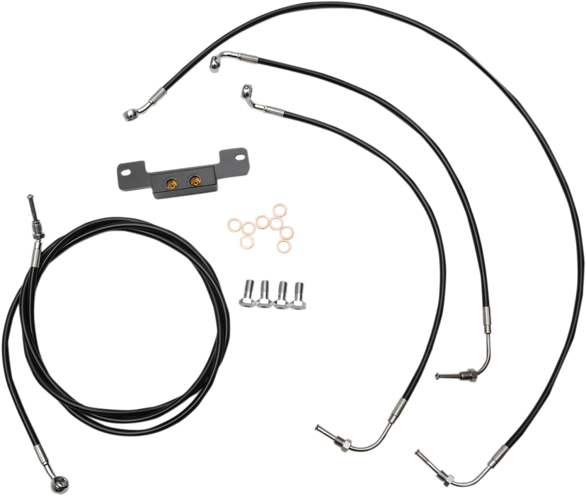 LA CHOPPERS 0662-0202 Standard Black Vinyl Handlebar Cable/Brake Line Kit - 15"-17" Ape Hangers - '17-'19 Touring