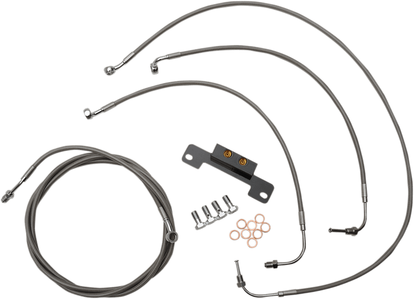 LA CHOPPERS 0662-0204 Standard Stainless Braided Handlebar Cable/Brake Line Kit - 18"-20" Ape Hangers - '17-'19 Touring